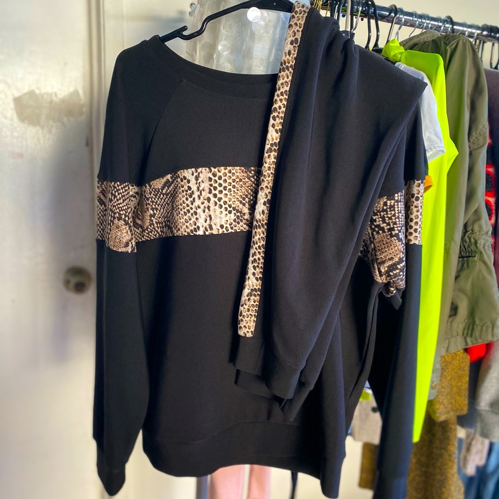 Black Snake Pattern Stripe Tracksuit